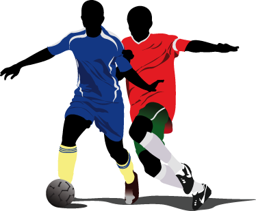 Poster fútbol vinilo juvenil duelo jugadores fútbol - TenVinilo