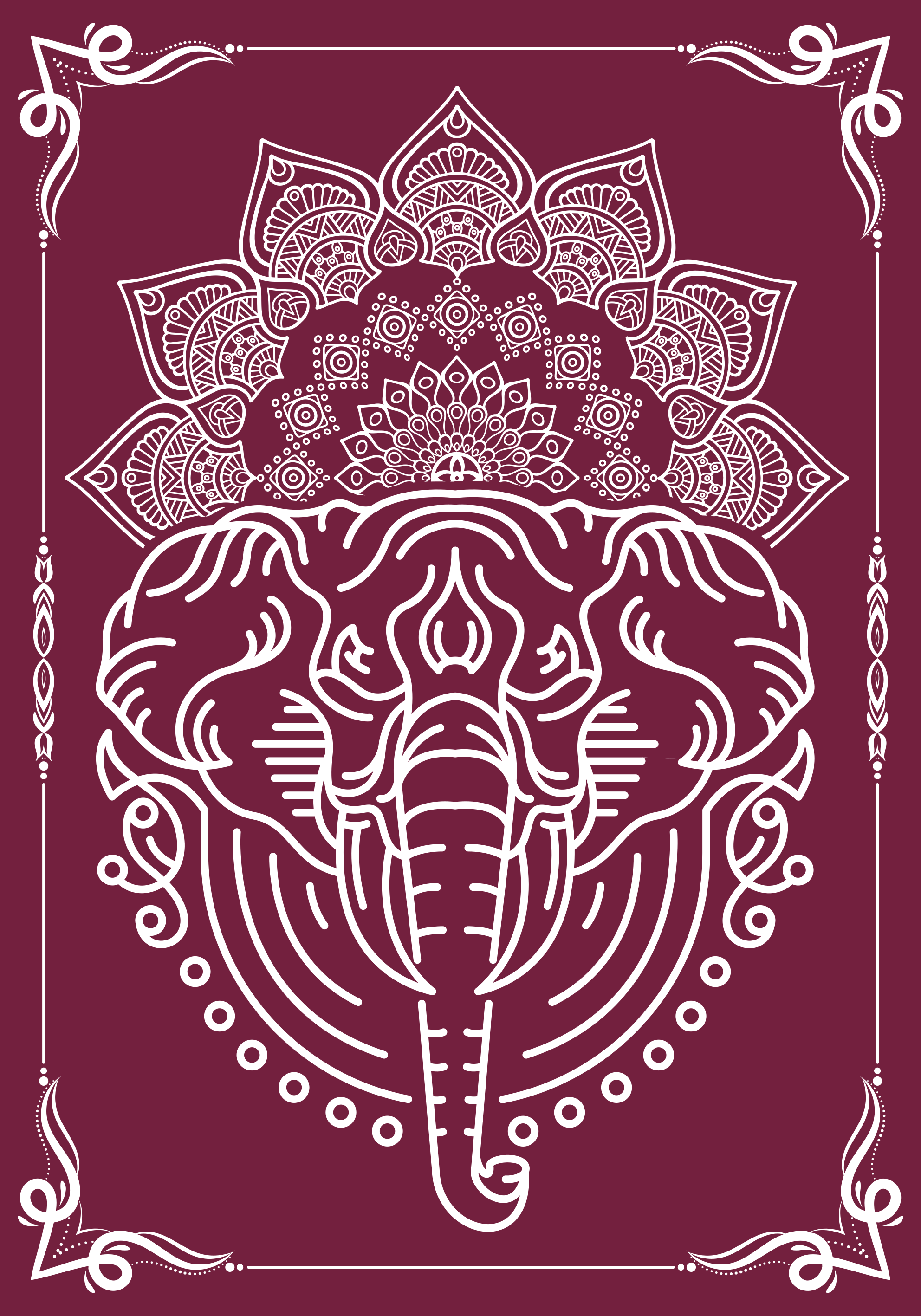 Elefante mandala impresión del cartel - TenVinilo