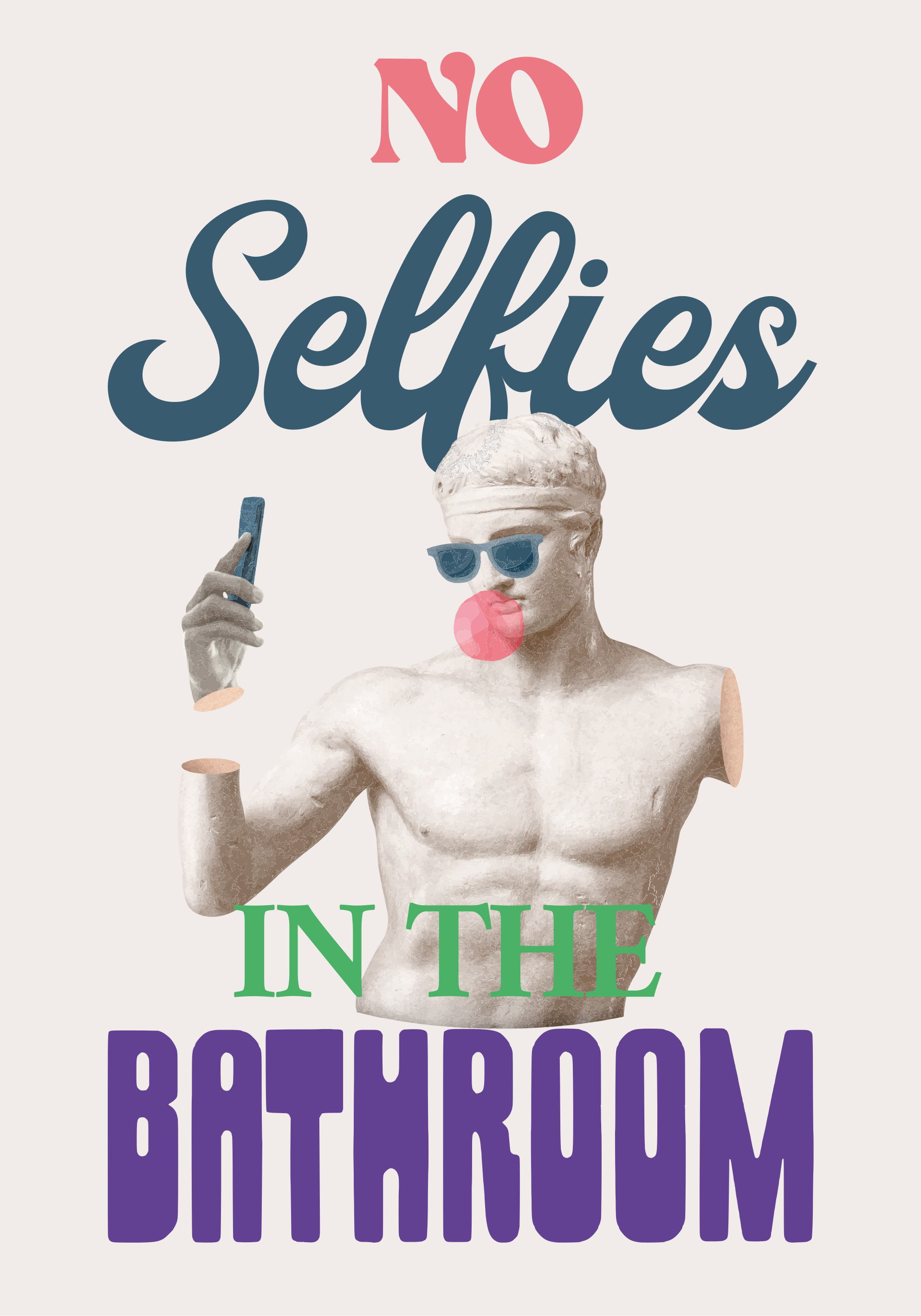 Cartel de baño sin selfies - TenVinilo