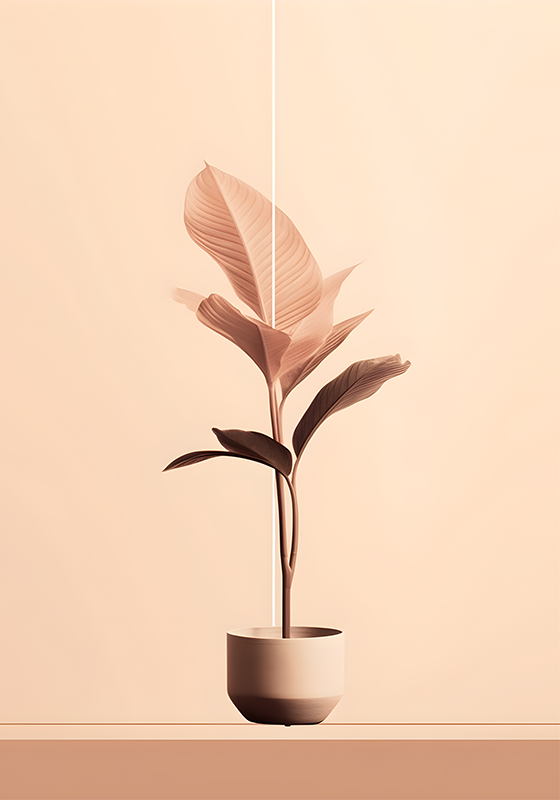 Poster minimalista planta vertical en colores beige - TenVinilo