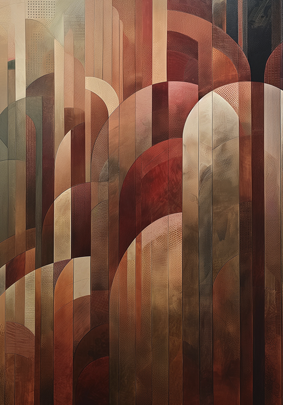 Poster Art Déco formas rojas - TenVinilo