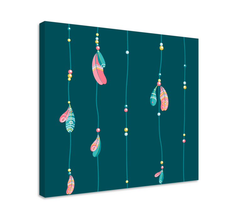 Cuadro plumas Plumas azules indias colgando - TenVinilo