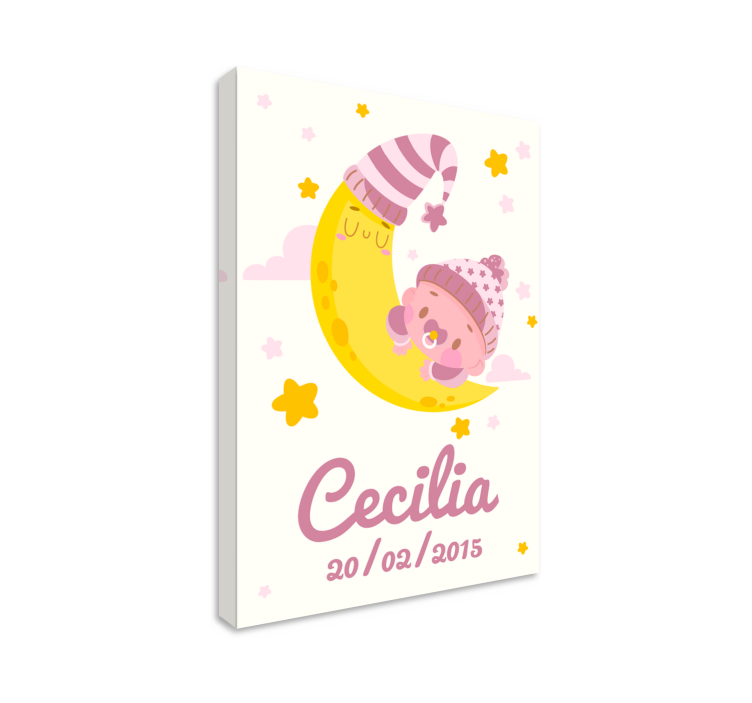 Cuadro infantil Bebe con nombre y datos del nacimiento - TenVinilo