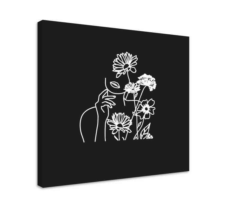 Cuadro de flores Mujer y girasoles minimalista - TenVinilo