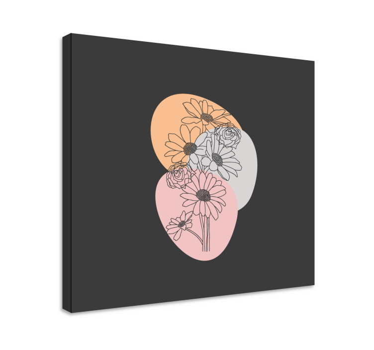 Cuadro de flores Ramo de girasoles arte lineal - TenVinilo