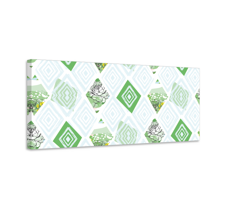 Cuadro de flores patrón geométrico de suculentas - TenVinilo