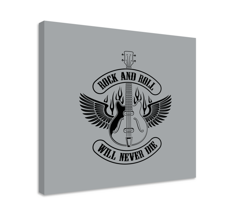 Cuadro musical Guitarra en fuego con texto rock - TenVinilo