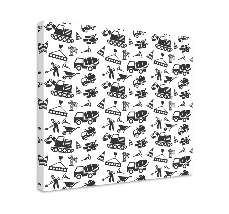 Cuadro infantil Excavadoras y camiones monocolor - TenVinilo