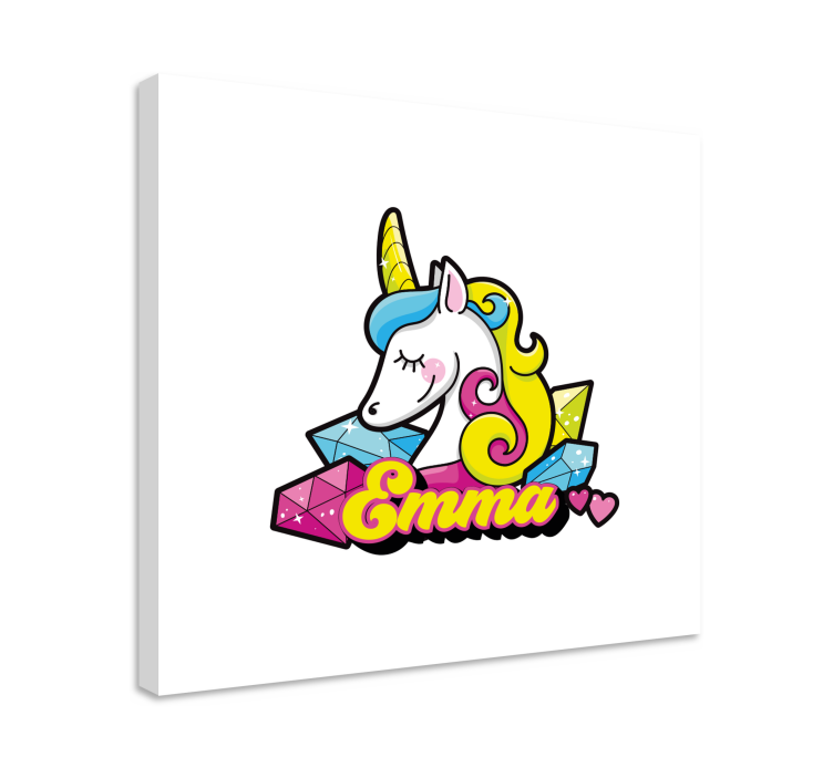 Cuadro personalizable Bonito unicornio de diamantes - TenVinilo