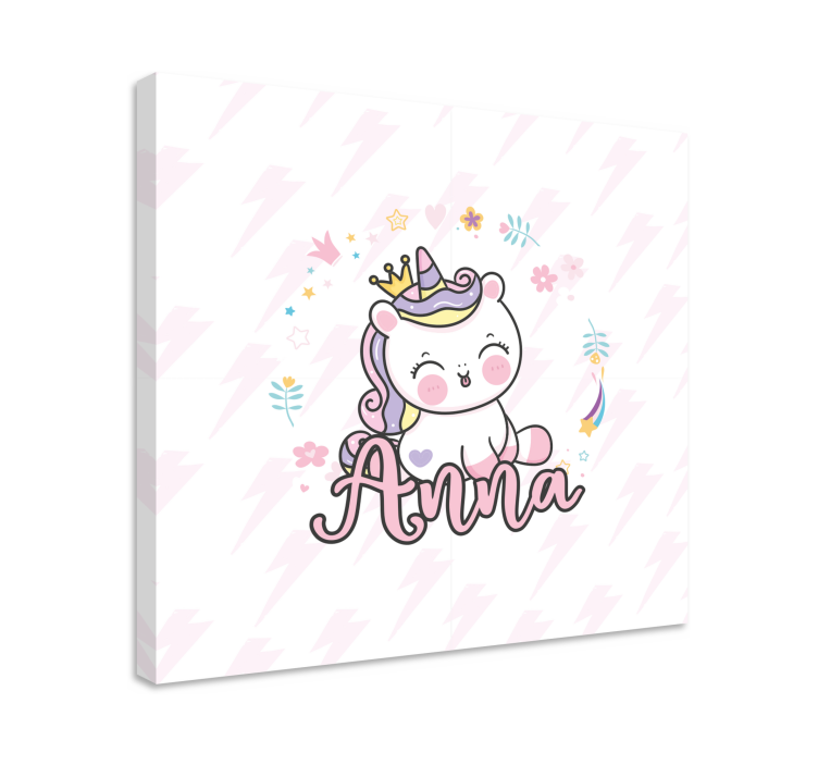 Cuadro personalizable Lindo bebé unicornio - TenVinilo