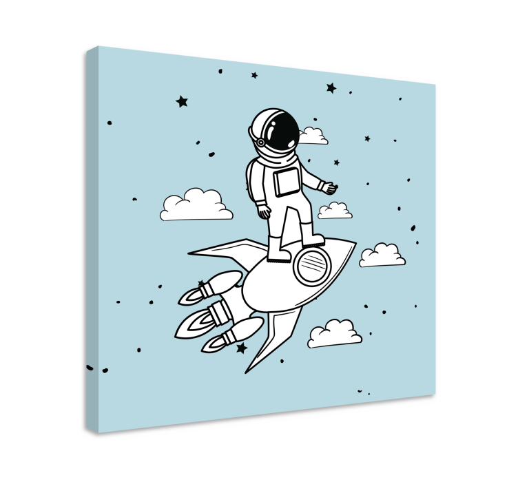 Cuadro bodegones aventura del astronauta en cohete - TenVinilo