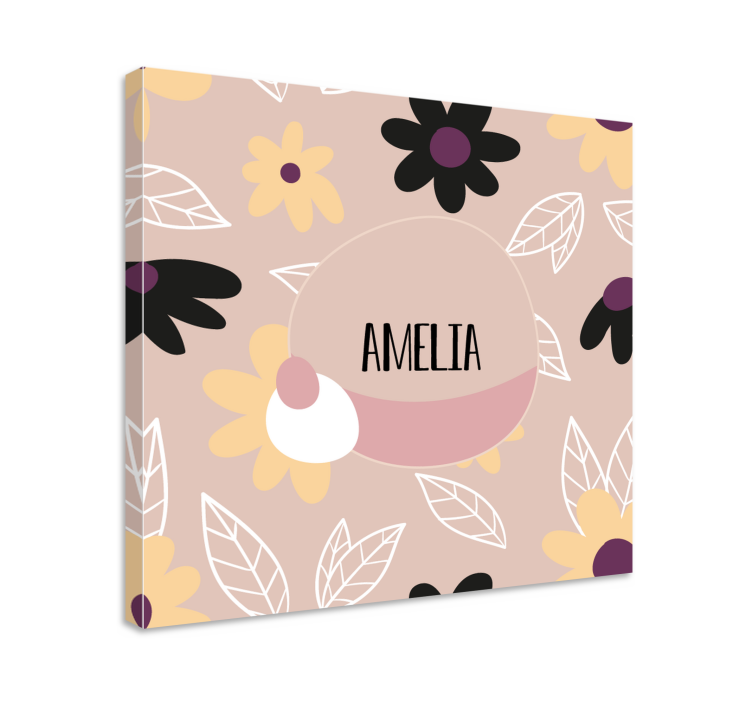 Cuadro personalizable Coloridas flores modernas con fondo beige - TenVinilo