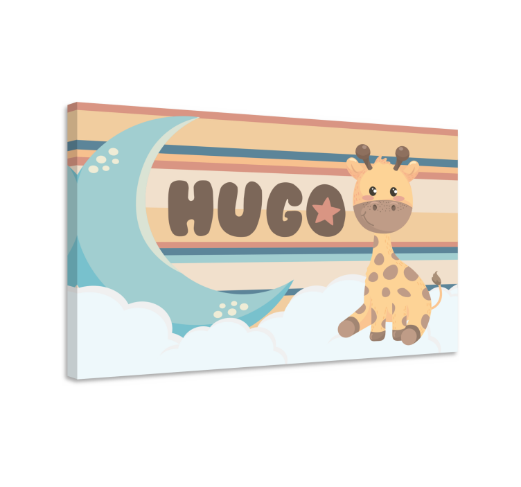 Cuadro personalizable Linda jirafa para niño con nombre - TenVinilo