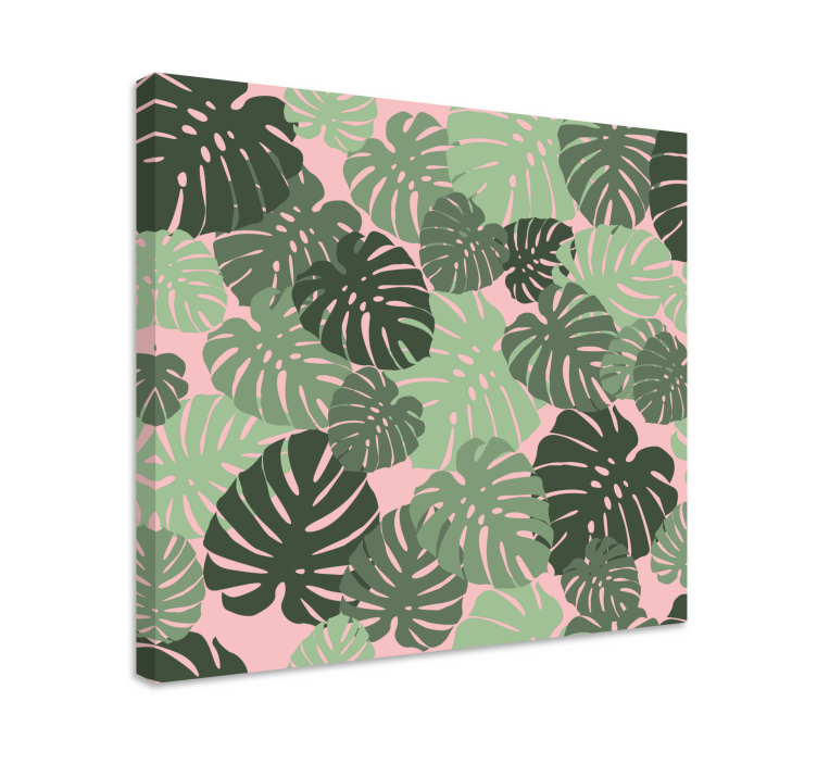 Cuadro plantas Hojas de monstera color rosa - TenVinilo