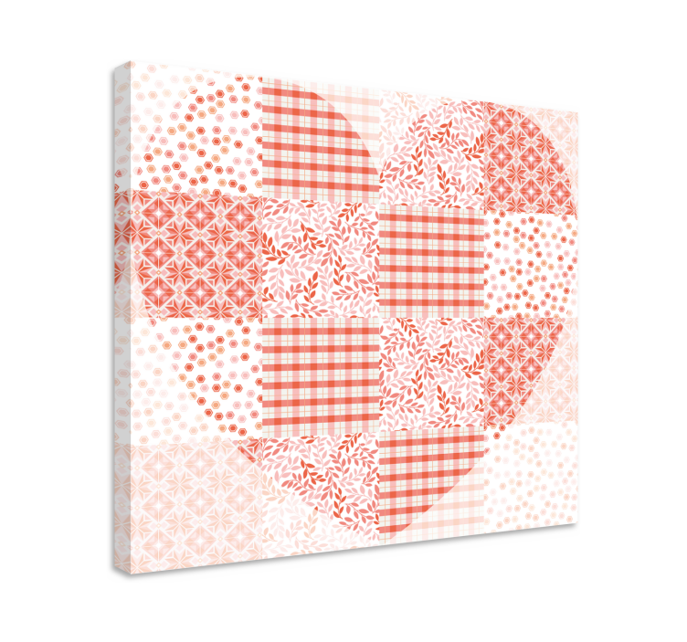 Cuadro vintage Diseño de corazón rojo y blanco de patchwork - TenVinilo
