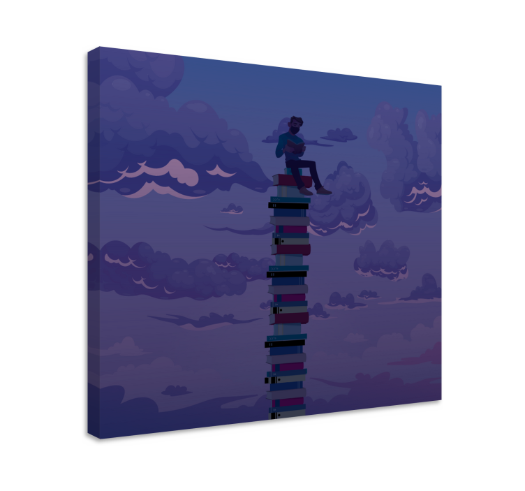 Cuadro retro vintage libros apilados hacia el cielo - TenVinilo
