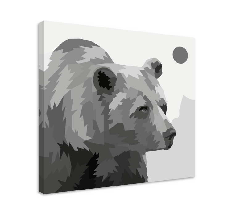 Cuadro animales Oso gris de animales geométricos - TenVinilo