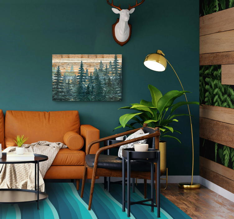 Cuadro para salón majestuoso bosque de pinos - TenVinilo