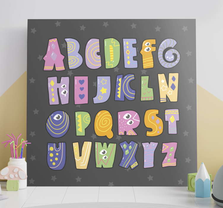 Cuadro abecedario monstruos coloridos - TenVinilo