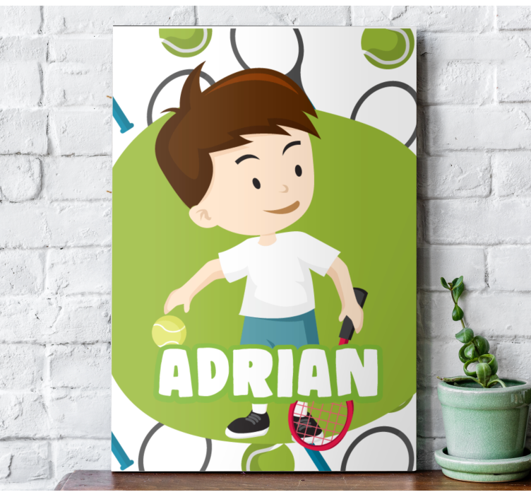 Cuadro personalizable Jugador de tenis infantil con nombre - TenVinilo