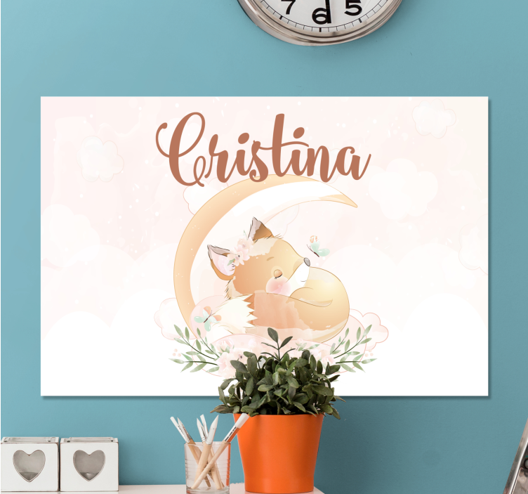 Cuadro personalizable Lindo zorro para niña con nombre - TenVinilo