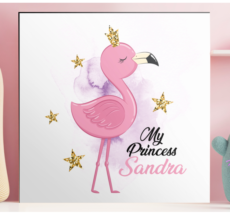 Cuadro animales mi princesa flamingo con nombre - TenVinilo