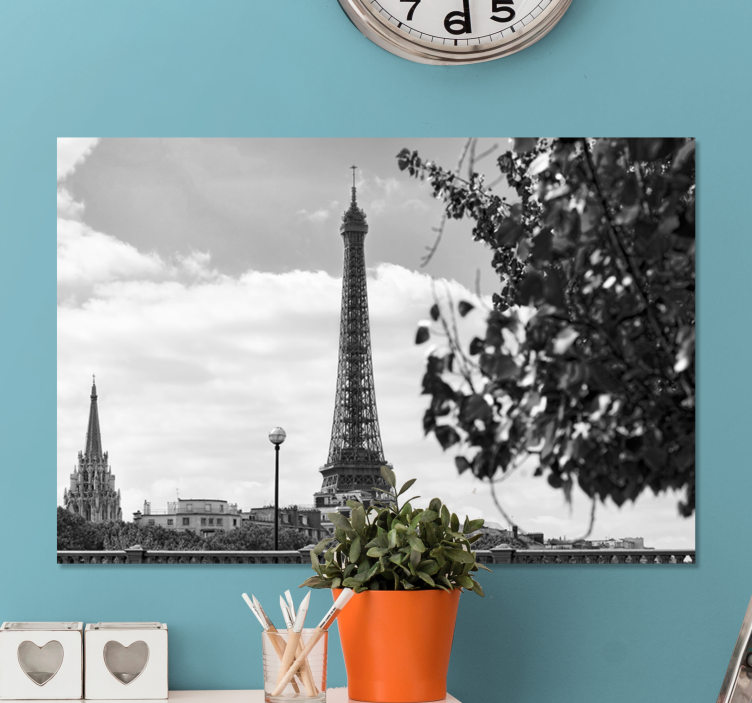 Cuadro ciudades Torre eiffel en blanco y negro - TenVinilo