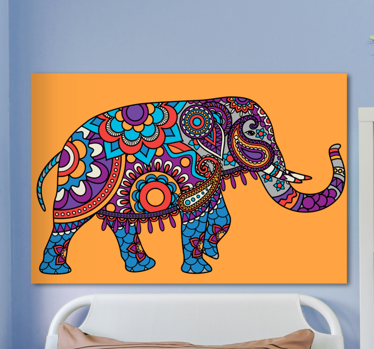 Cuadro elefante Elefante mandala multicolor caminando - TenVinilo