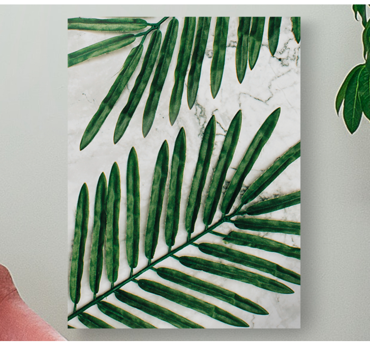 Cuadro de flores hojas verdes lujosas - TenVinilo