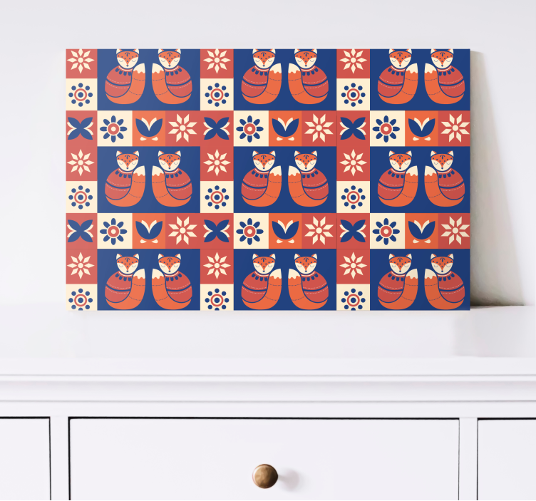 Cuadro de gatos patrón de felinos amigables - TenVinilo