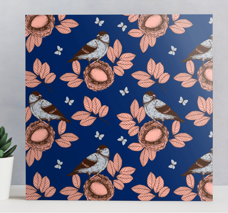 Cuadro aves Nido de pájaro azul estilo africano - TenVinilo