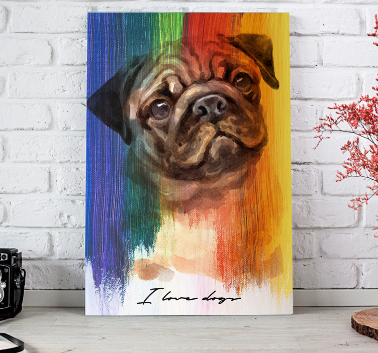 Cuadro perro Pug arcoiris - TenVinilo