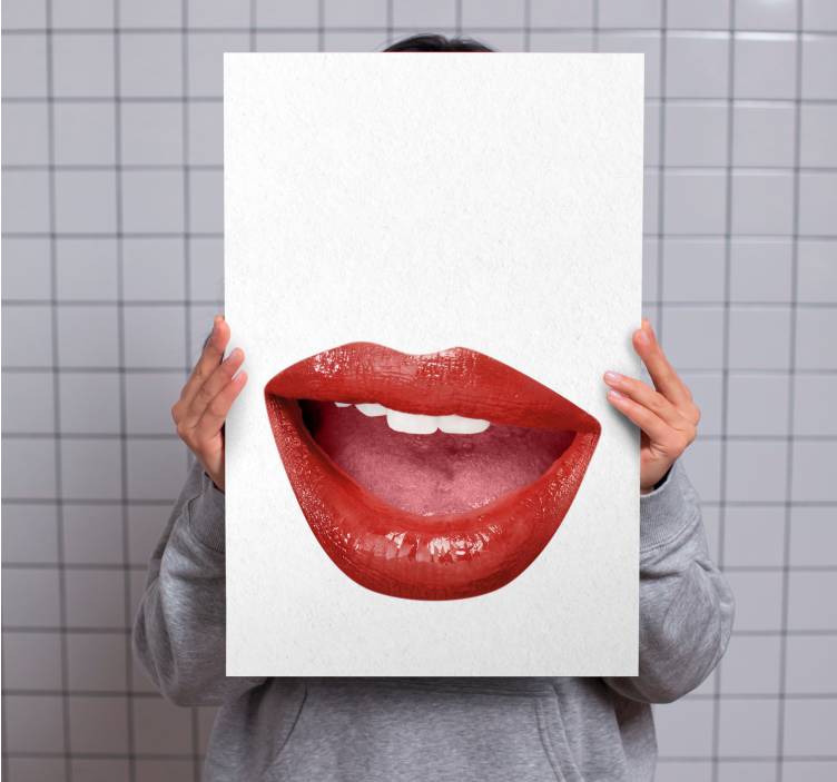 Cuadro de personas retrato de labios - TenVinilo