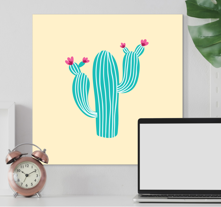 Cuadro plantas Cactus de color azul pastel - TenVinilo