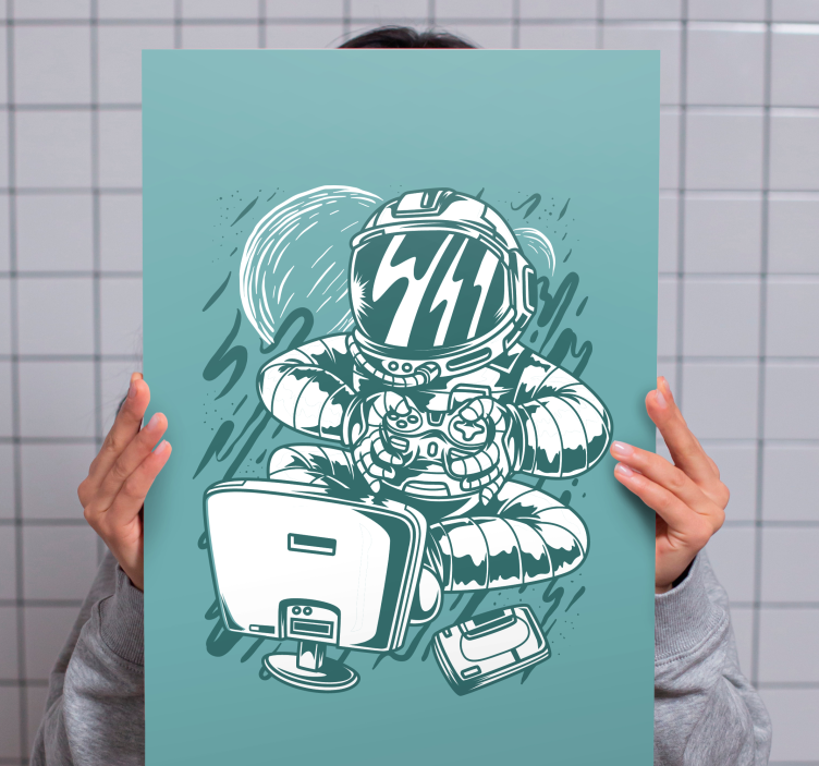 Cuadro decorativo videojuego diversión de astronauta - TenVinilo