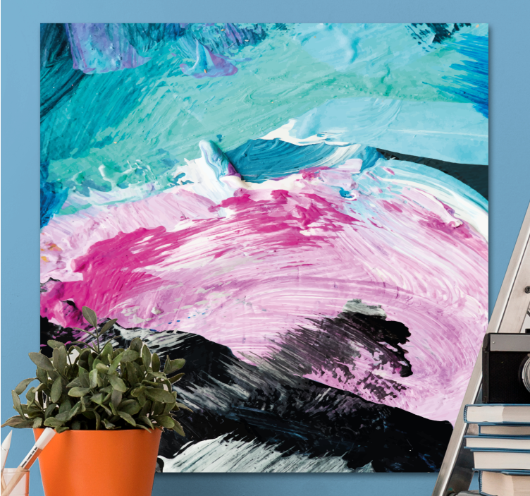 Cuadro para dormitorio Colorido diseño de pintura al óleo abstrac - TenVinilo