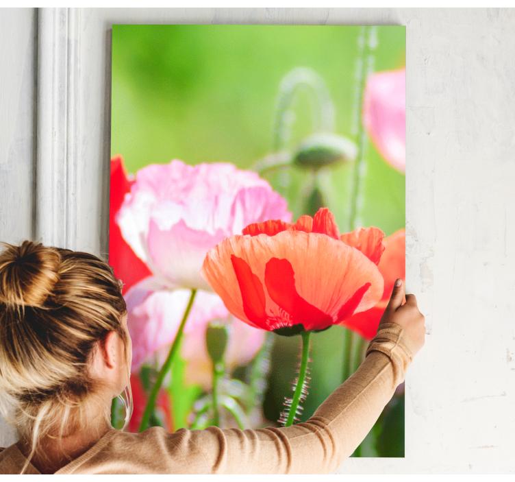 Cuadro de flores Mar rosa y rojo de amapolas - TenVinilo