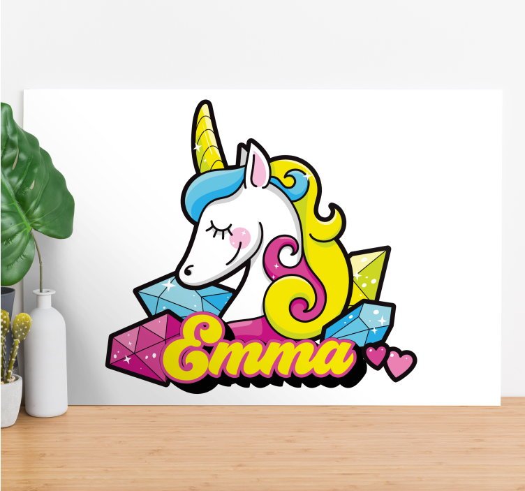 Cuadro personalizable Bonito unicornio de diamantes - TenVinilo