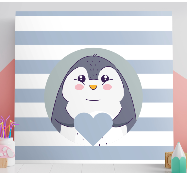 Pintura habitación bebé Corazón de pingüino de dibujos animados b - TenVinilo