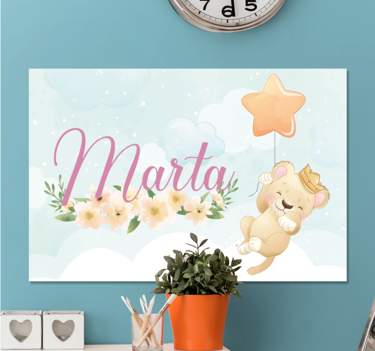Cuadro para bebés globo de león lindos - TenVinilo