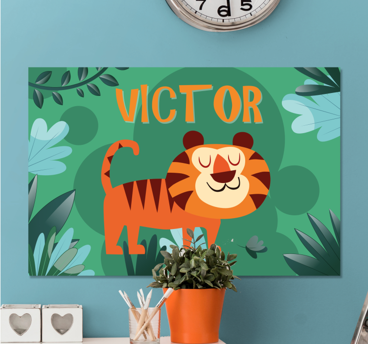 Pintura habitación bebé Lindo tigre para niño con nombre - TenVinilo