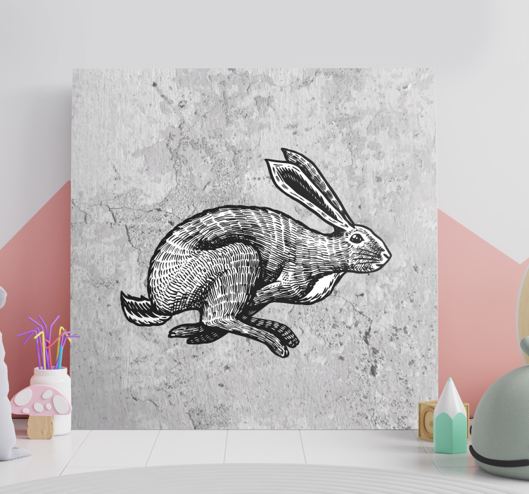 Cuadro infantil Conejo gris corriendo - TenVinilo