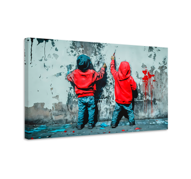 Cuadro artístico pintando chicos - TenVinilo
