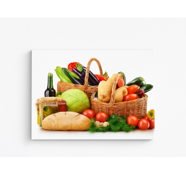 Cuadro para cocina verduras en una cesta - TenVinilo