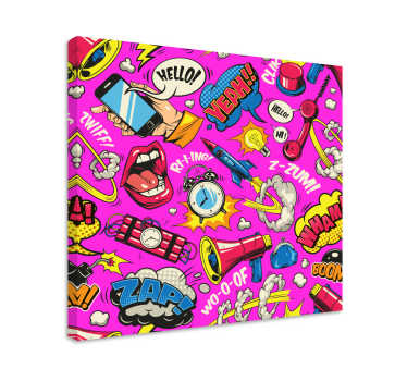 Cuadro de arte estilo cómic con fondo rosa - TenVinilo