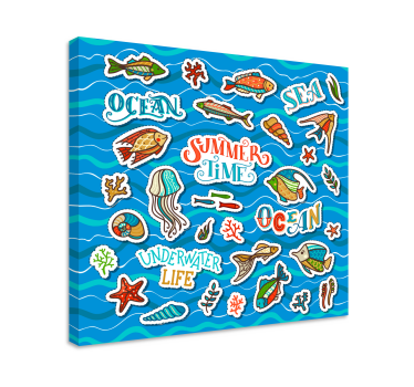 Cuadro infantil collage animales marinos - TenVinilo