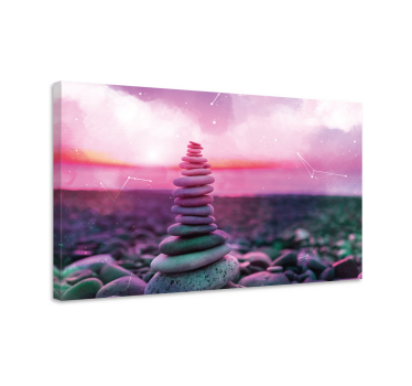 Cuadro zen piedras en pila nubes rosas - TenVinilo