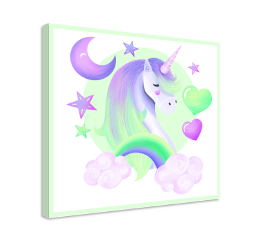 Cuadros unicornio, corazones y arcoíris - TenVinilo