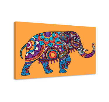 Cuadro de elefantes Elefante mandala multicolor caminando - TenVinilo