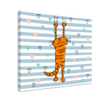 Cuadro gato Gato de dibujos animados con corazones - TenVinilo